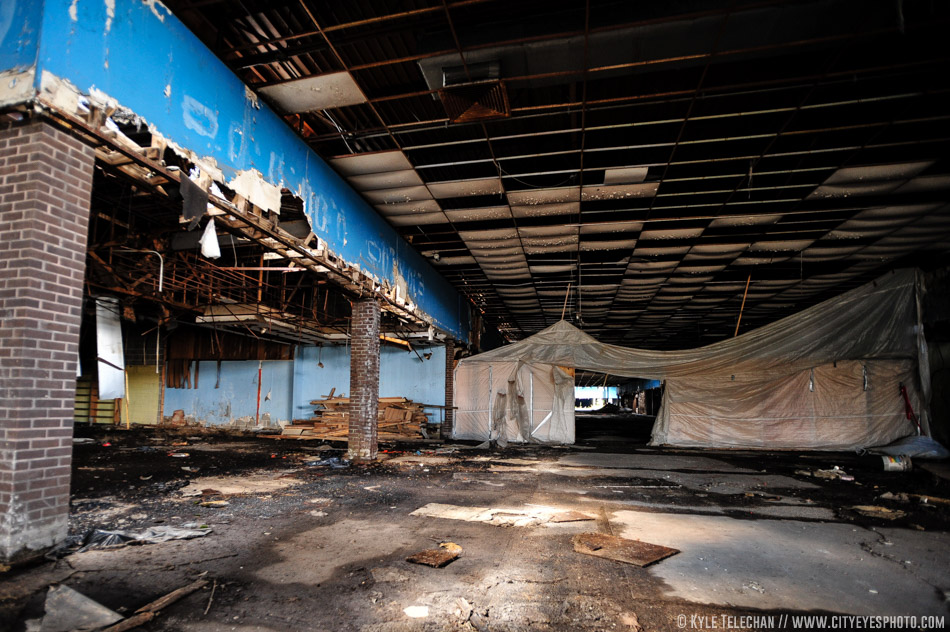 The mall, once bustling with people, is now a reminder of what horrible shape the city is in.